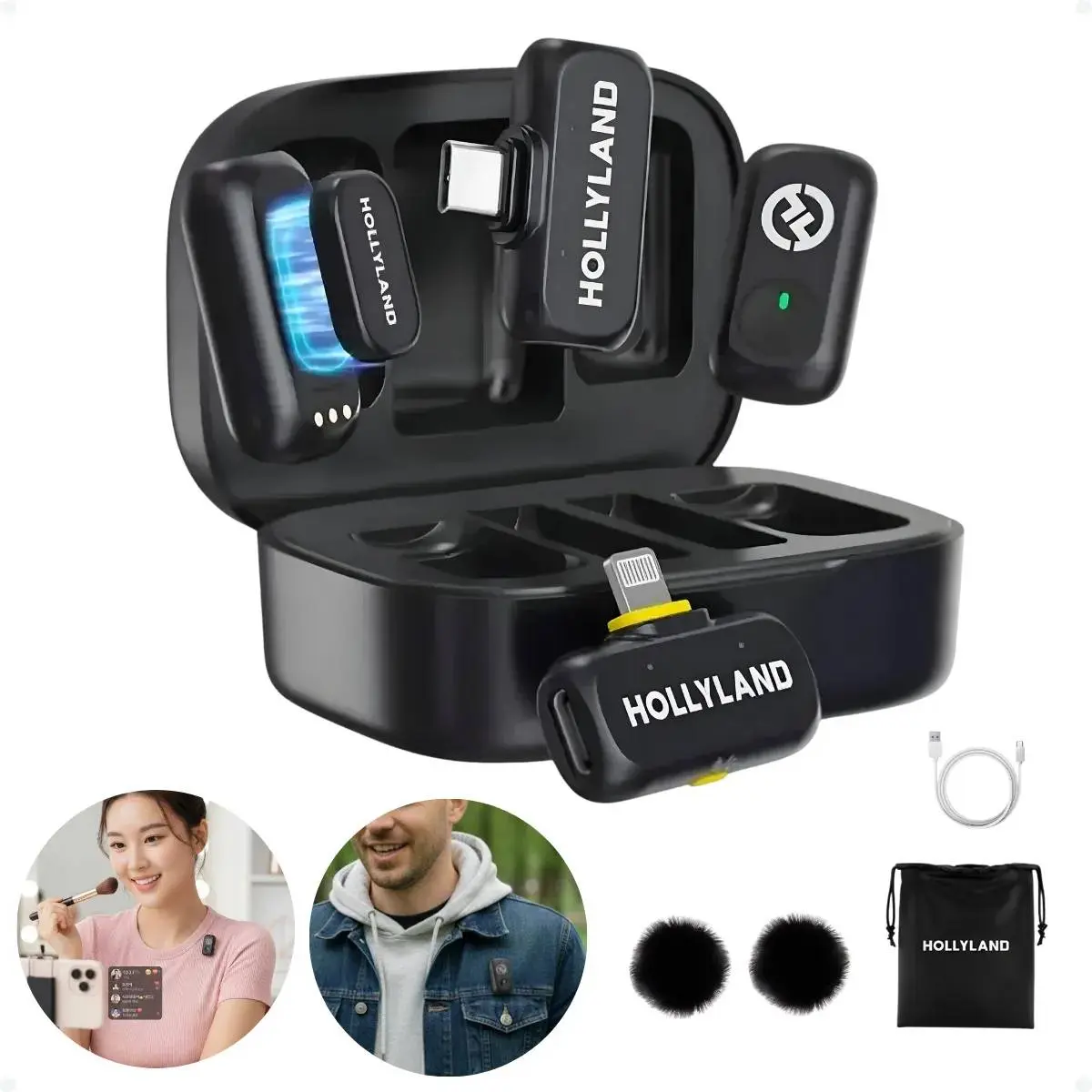 Microfone Sem Fio Hollyland Lark A1 Combo Cor Preto Preto