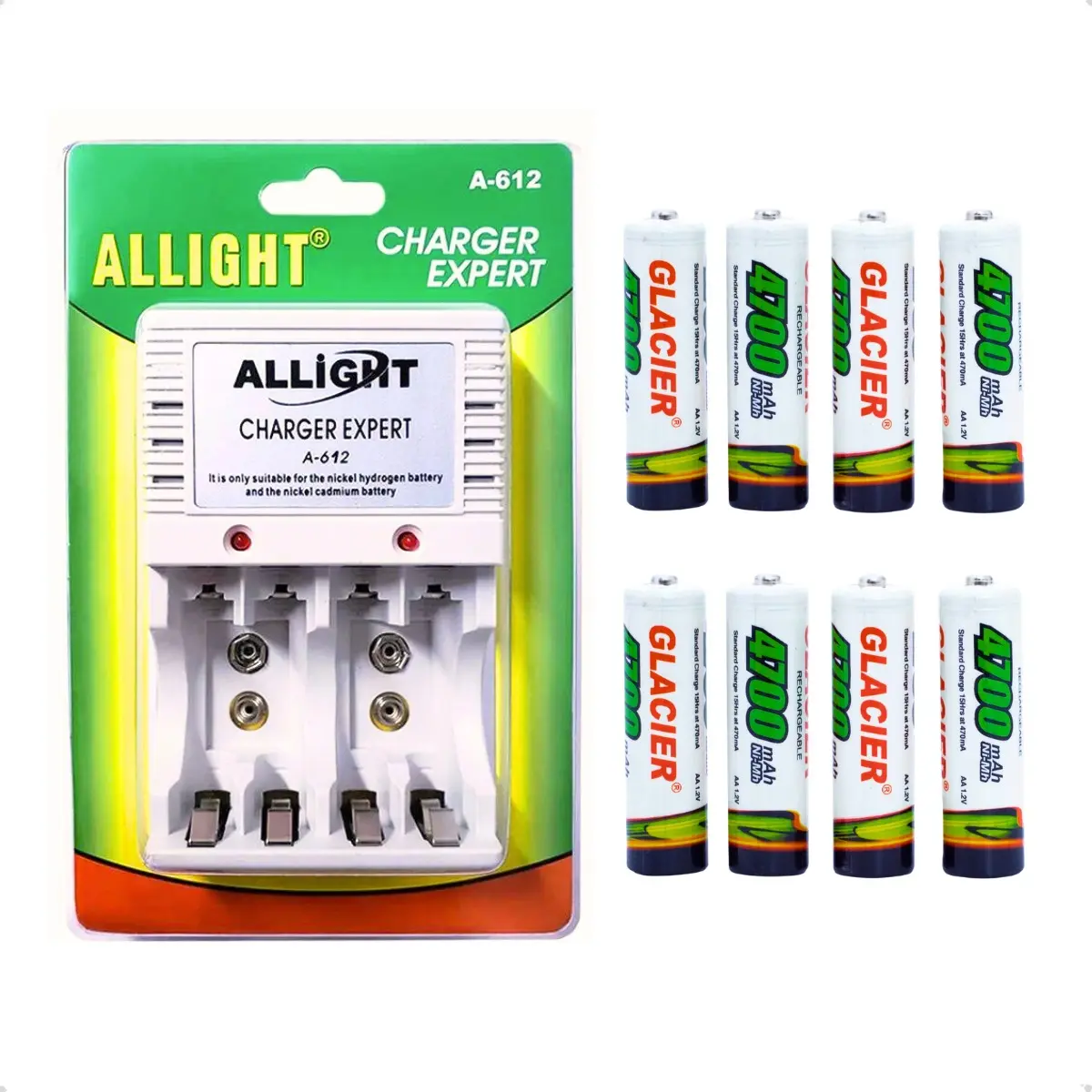 Allight Sellerex Kit 8 Pilhas Recarregáveis Aa/aaa + Carregador Rápido A-612 Bivolt