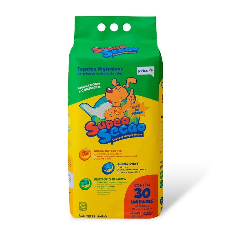 Tapete Higiênico Super Secão Para Cães 30 Unidades Petix Branco