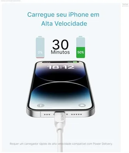 Anker Cabo USB-C para Lightning (0,9 m, Branco), Certificado MFi para iPhone Série 14/13/12/11 e mais (Carregador Não Incluído)