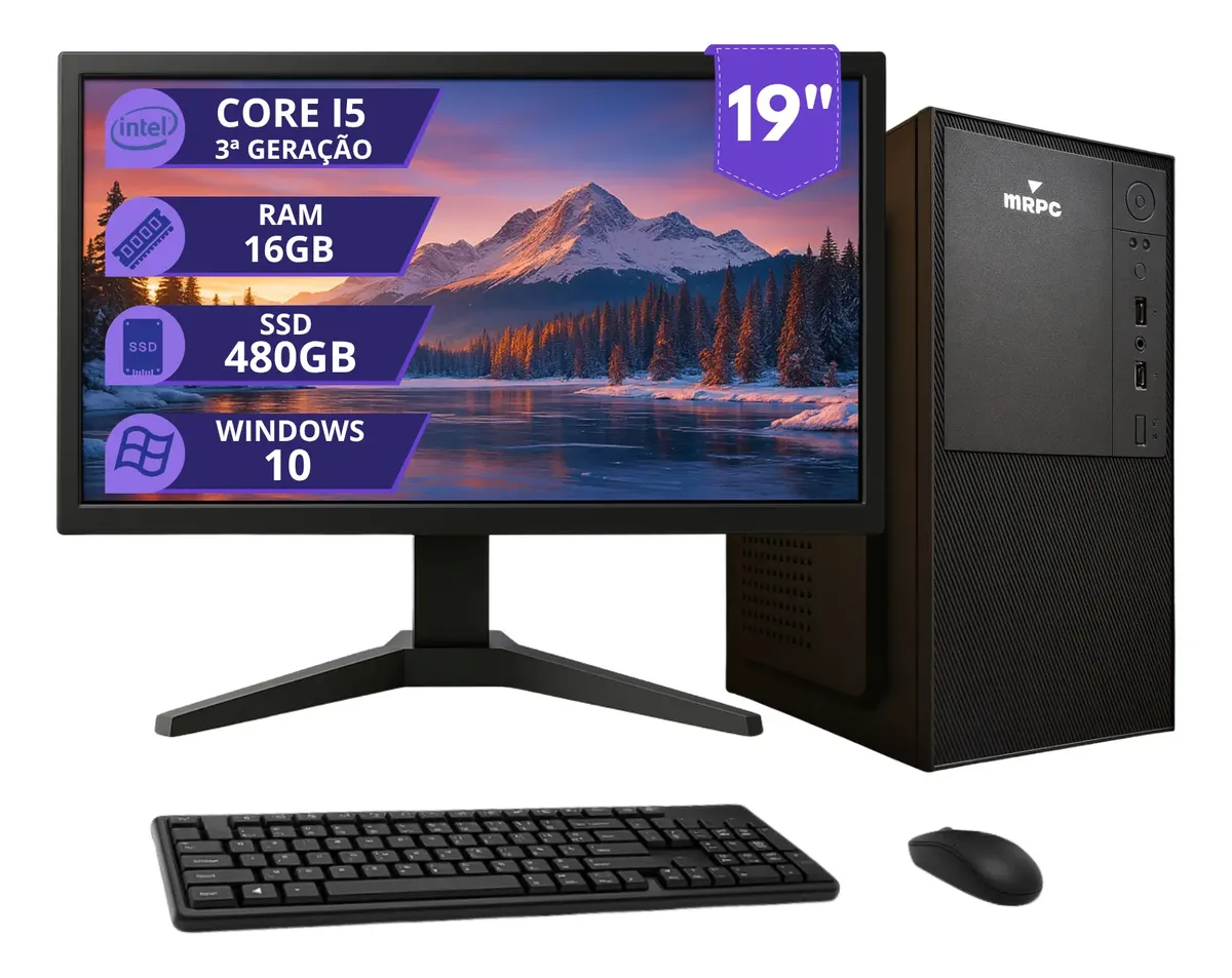 Pc Computador Completo Intel I5 16gb Ssd 480gb Monitor 19 16 Gb