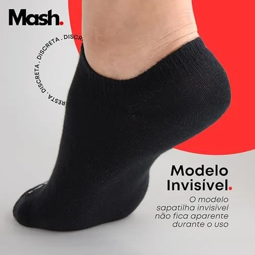 Kit 10 Pares de Meia Soquete Invisível Cano Curto Algodão Respirável Mash