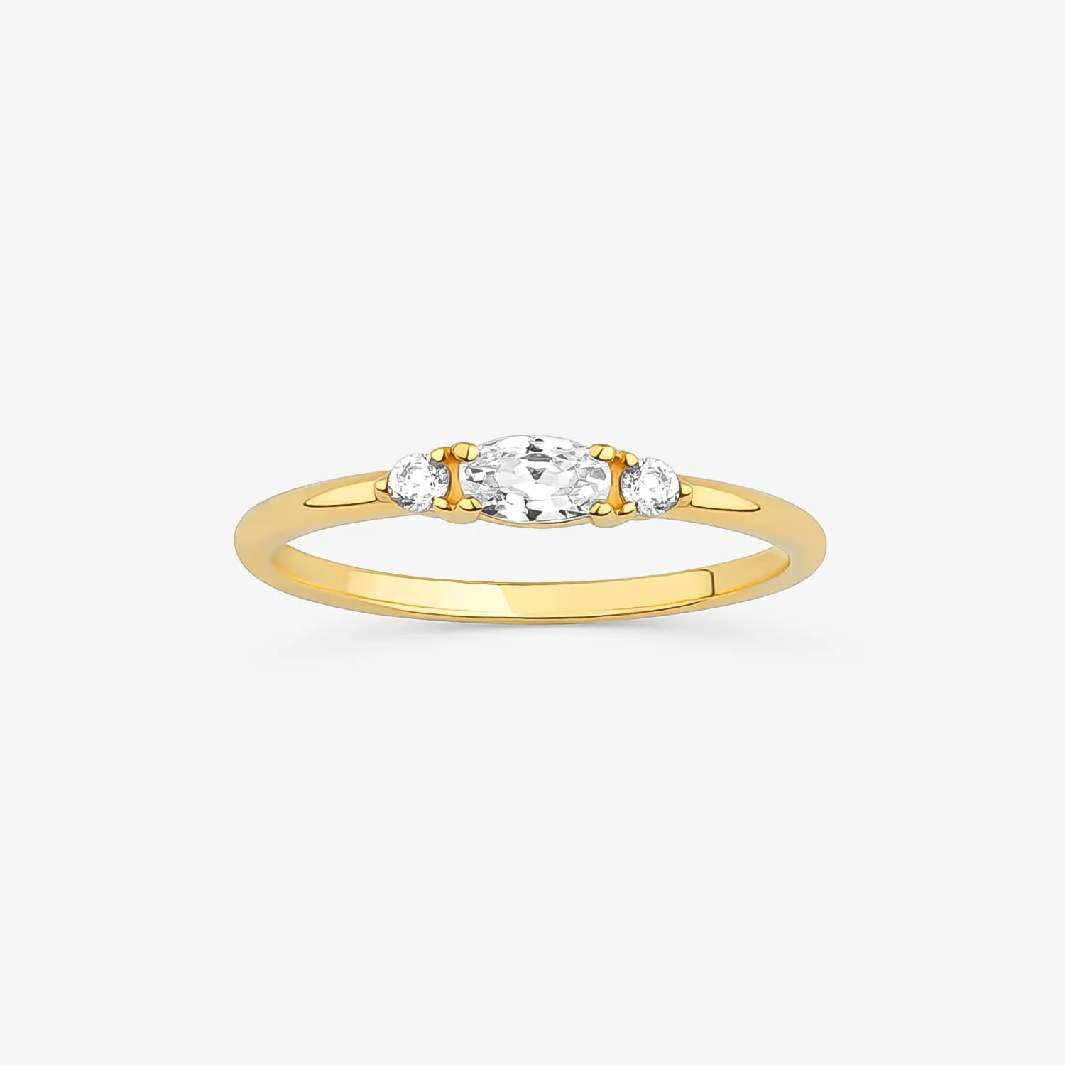 Anel Cravejado em Prata 925 com Banho de Ouro Amarelo 18k