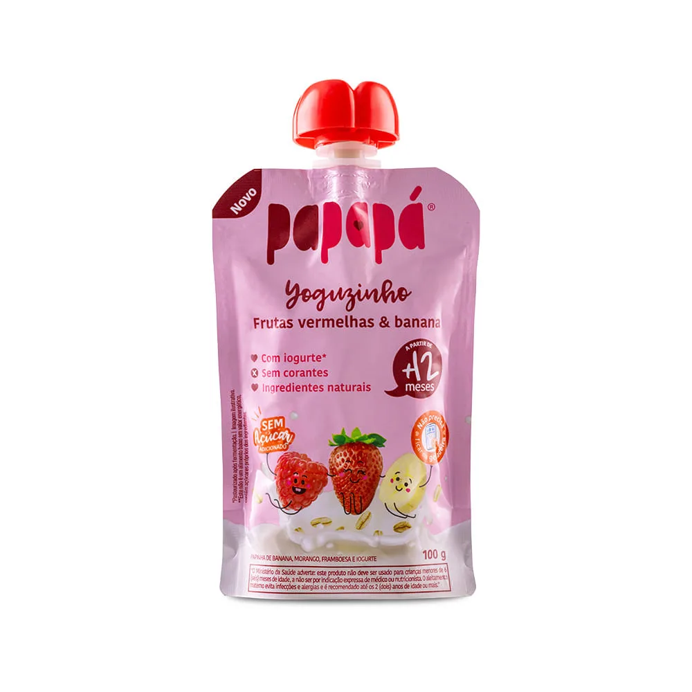 Yoguzinho Papapá Sabor Iogurte, Frutas Vermelhas & Banana 100g