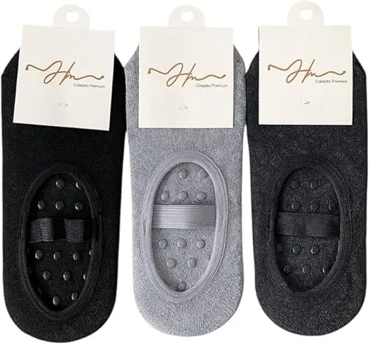 Kit Pares Meias Sapatilha Antiderrapante para Pilates e Yoga, Malha, Cores Sortidas e preta