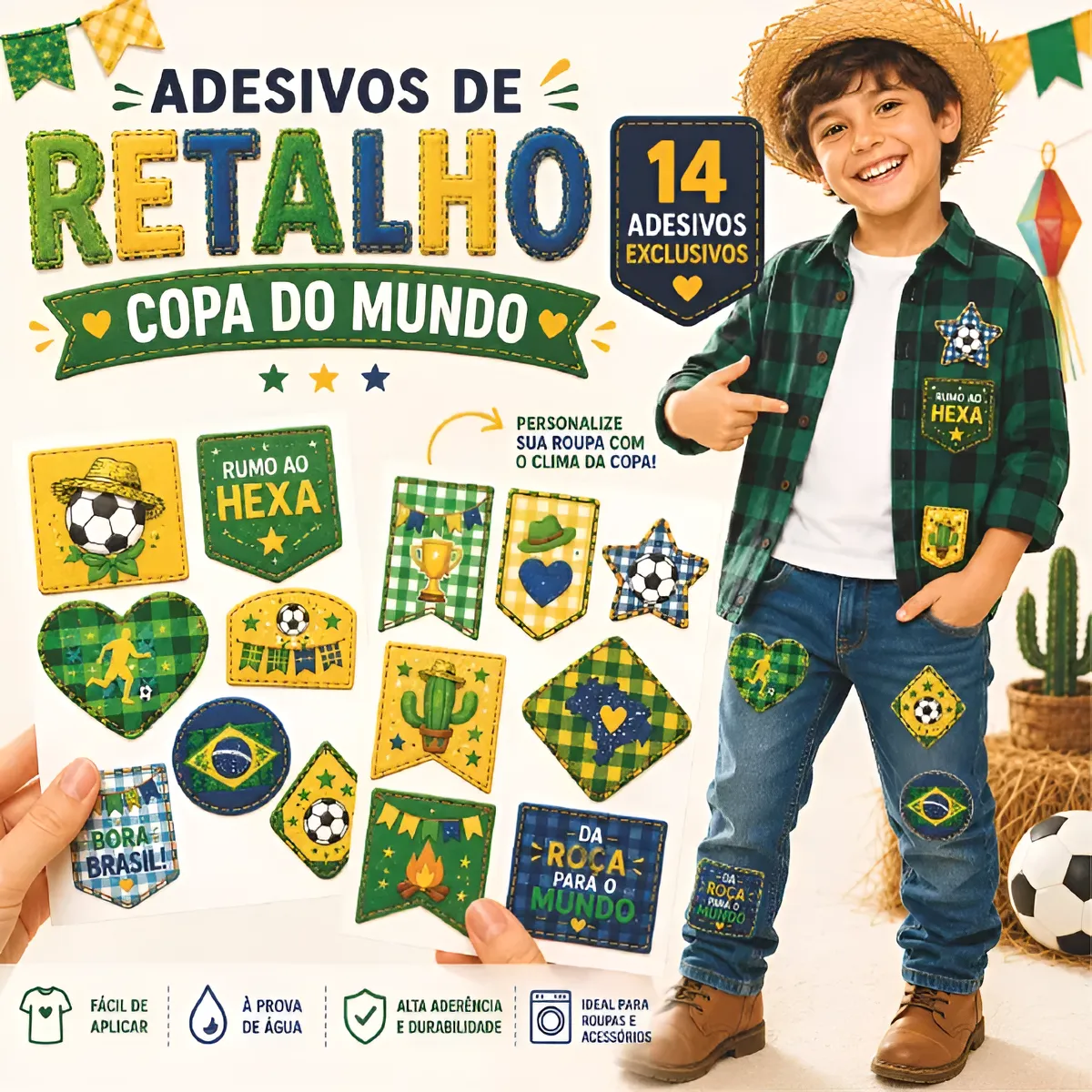 Adesivo Retalho Remendo Para Roupa Festa Junina Copa Brasil
