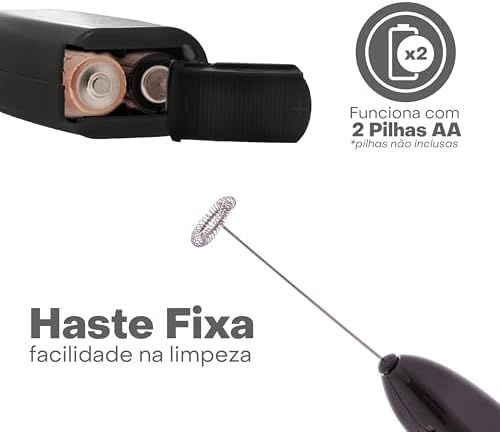 LYOR - Mini Mixer Misturador Elétrico para Bebidas - Inox e Plástico Preto - Eficiente e Compacto para Batidas e Misturas Rápidas