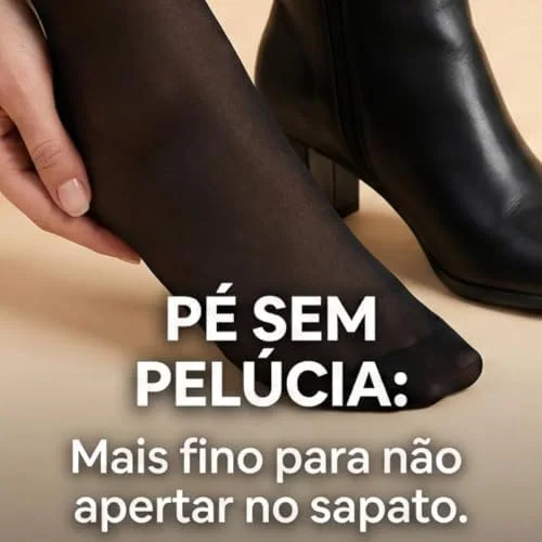 Meia Calça Térmica Feminina Translúcida Peluciada Forrada Para Inverno - Tamanho Único 36 ao 46 – Efeito Meia Fina Com Interior Térmico Aveludado – Alta Elasticidade e Confortável - Linha Premium