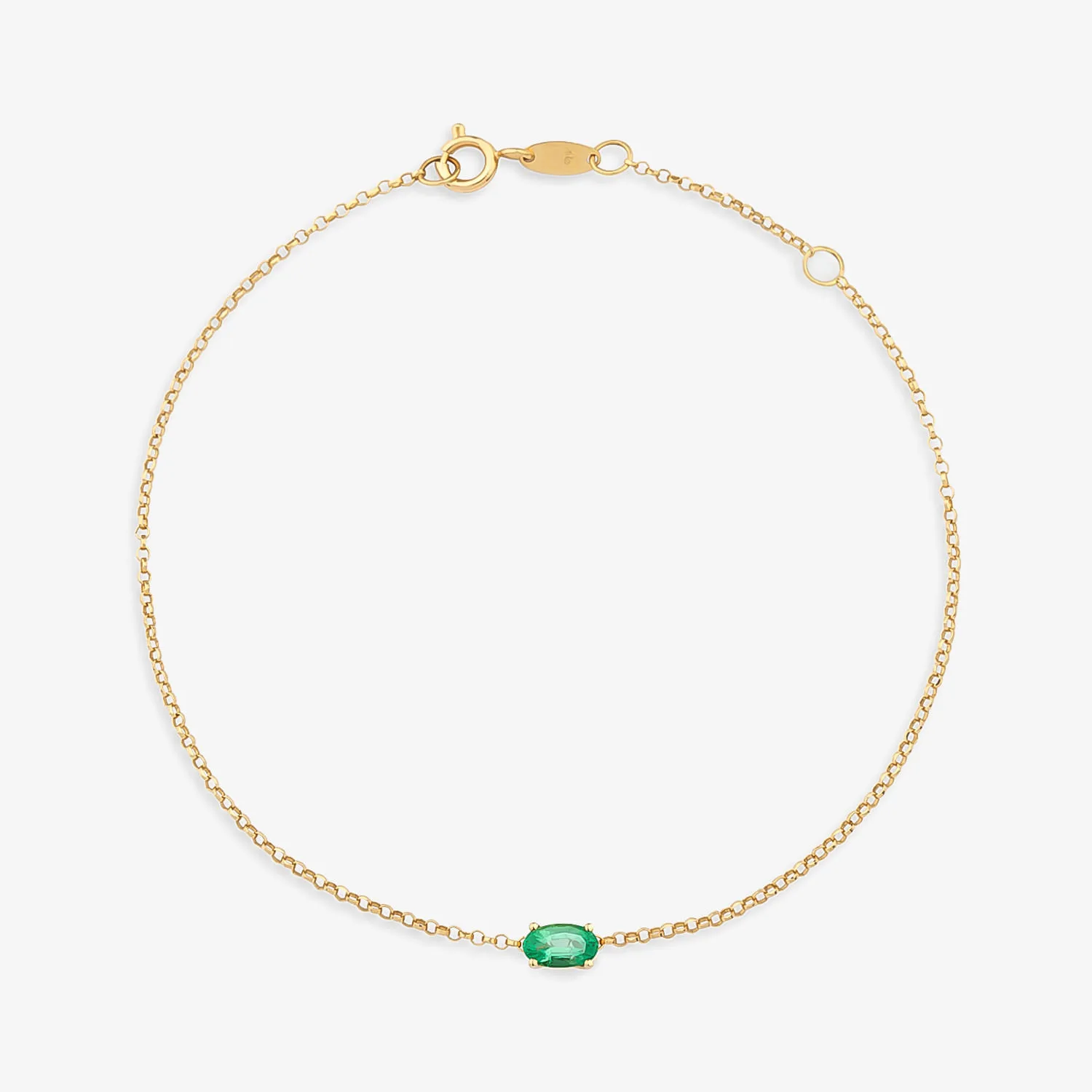 Pulseira Oval Summer em Ouro Amarelo 18K com Esmeralda - 18 cm