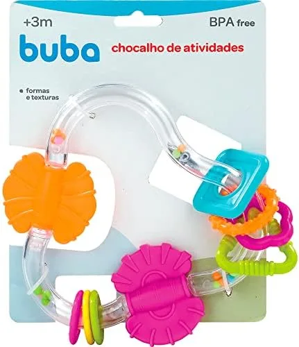 BUBA Chocalho De Atividades Com Mordedor, Colorido, Baby