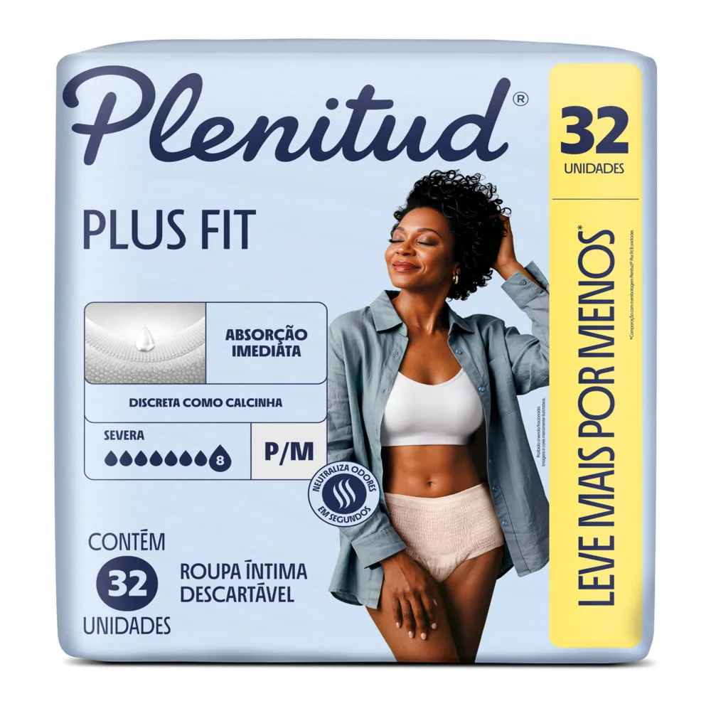 Roupa Íntima Descartável Plenitud Plus P/M Fit 32 Unidades