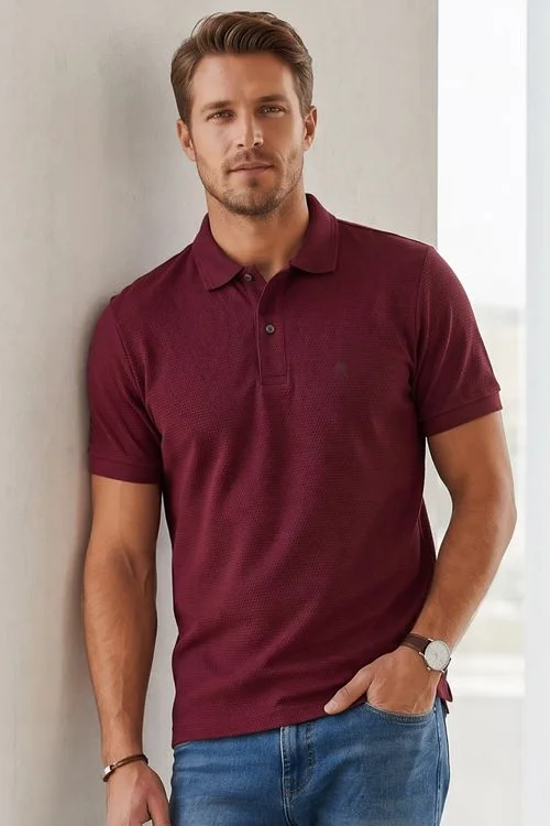 Polo Piquet Texturizada Premium Polo Wear Vinho