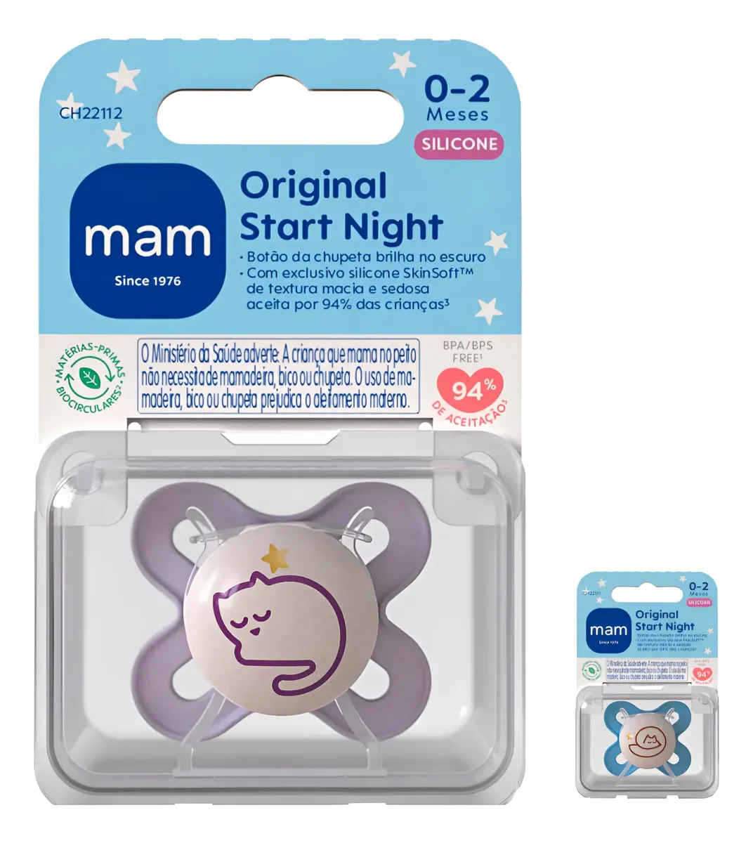 Chupeta Mam Original Start Night 0-2m Brilha No Escuro