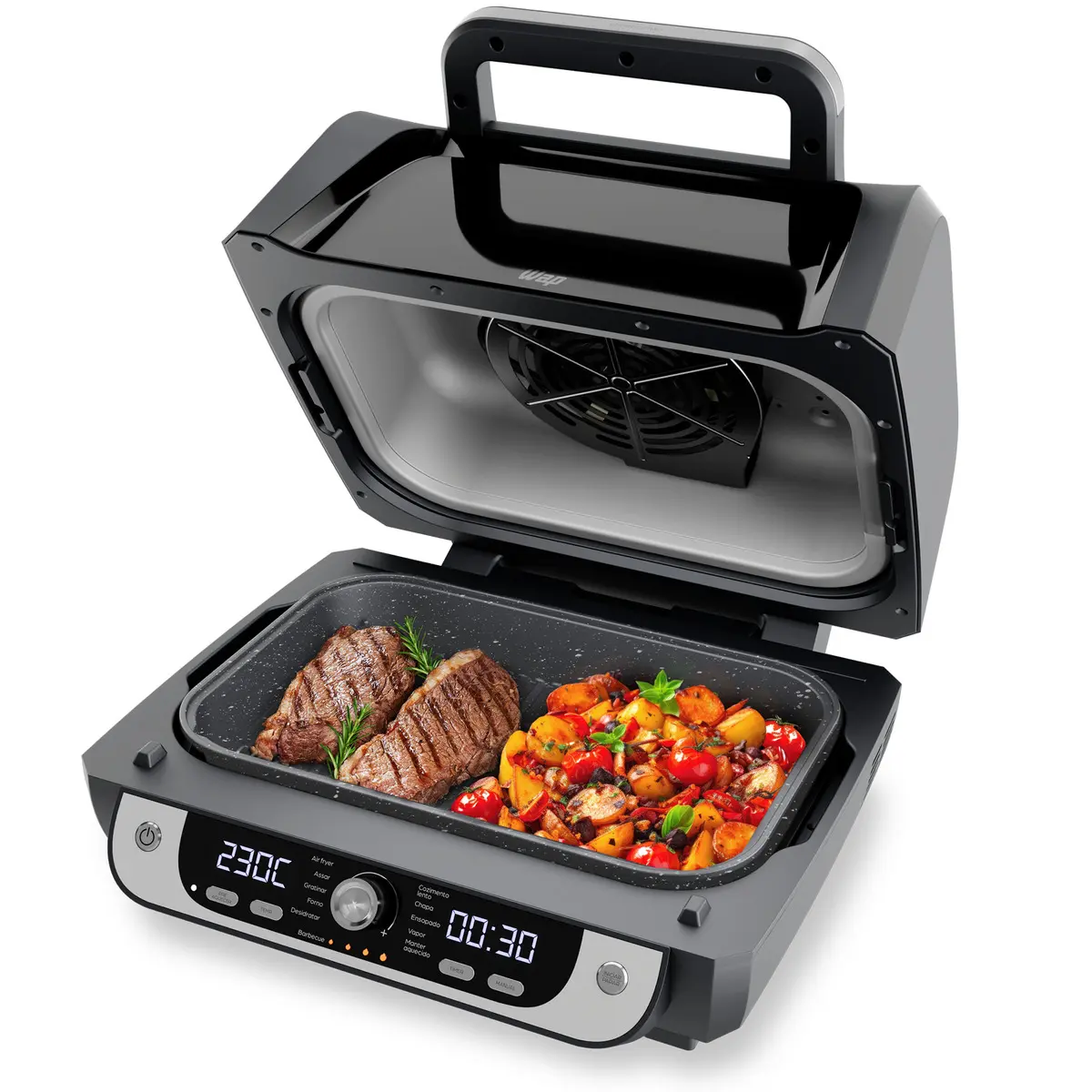 Fritadeira Elétrica Air Fryer Wap Barbecue Com Painel Digital E 12 Funções 220v Preto