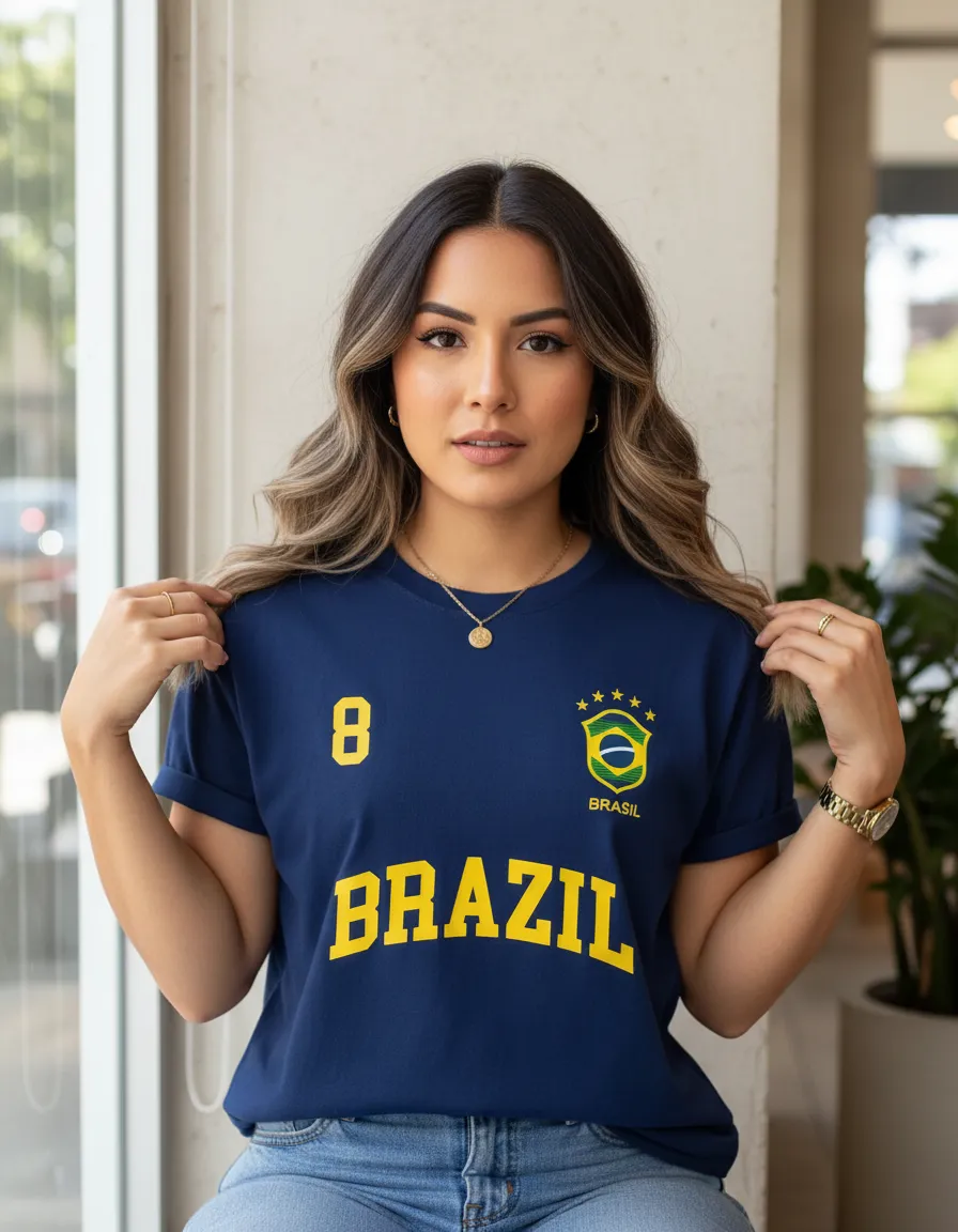 Camiseta Feminina Brasil T-shirt Rumo Ao Hexa Blusa Brazil