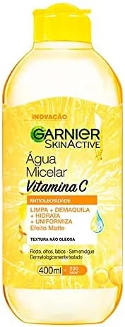 Garnier SkinActive, Água Micelar Antioleosidade com Vitamina C, Remove a Maquiagem e Ilumina a Pele com Ação Hidratante, Tonificante e Fórmula Oil Free, 400ml