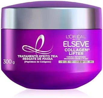Elseve Collagen Lifter Máscara de Tratamento Condicionante Efeito Teia Para Resgate de Massa com Peptídeos de Colágeno Reconstrói a Fibra e Dá Volume por 72h 300g