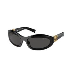 Óculos de Sol Feminino Miu Miu Oval MU 14ZS Cor Preto - MIU-MIU