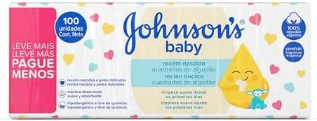 Quadrados de Algodão Recém-Nascido JOHNSON’S® baby 100 unidades