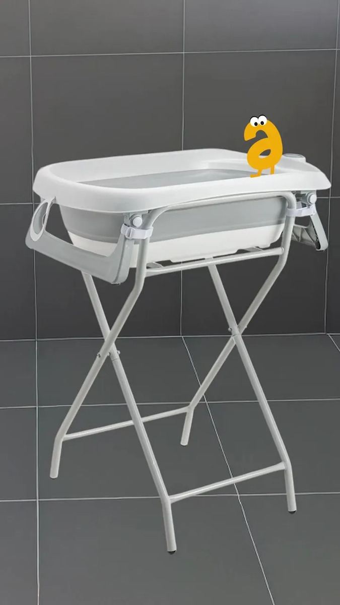 Banheira Para Bebê Dobrável C/suporte Wish Branco Maxi Baby