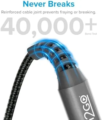 Cabo USB-C I2GO 2m 2,4A Nylon Trançado Chumbo - I2GO PRO