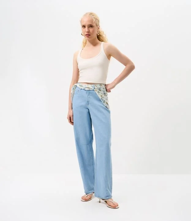 Calça Baggy em Jeans Cintura Média com Lenço