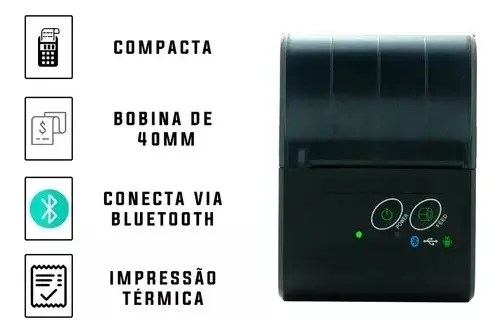 Mini Impressora Portatil Bluetooth 58mm Android Ios