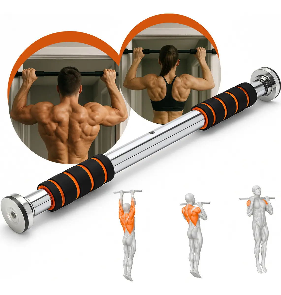 Barra De Porta Ajustável Artezenato Apoio Regulável 60 A 100cm Flexão Fixa Musculação Crossfit Prata