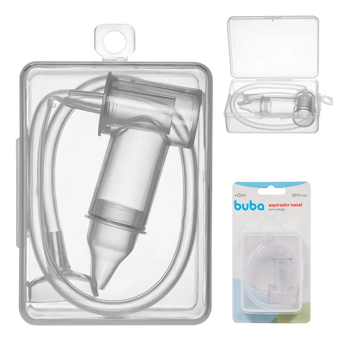 Aspirador Nasal Buba Transparente Com Sucção Para Nariz Entupido Bebe