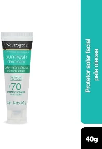 Neutrogena Sun Fresh Protetor Solar Facial Derm Care, Pele Oleosa, Sem Cor, FPS 70, 40g