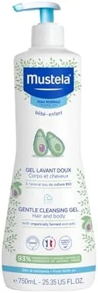 Mustela Gel Lavante Suave 750ml - Sabonete Líquido Corpo e Cabelo Infantil - 93% de Ingredientes de Origem Natural - Seguro Desde o Nascimento
