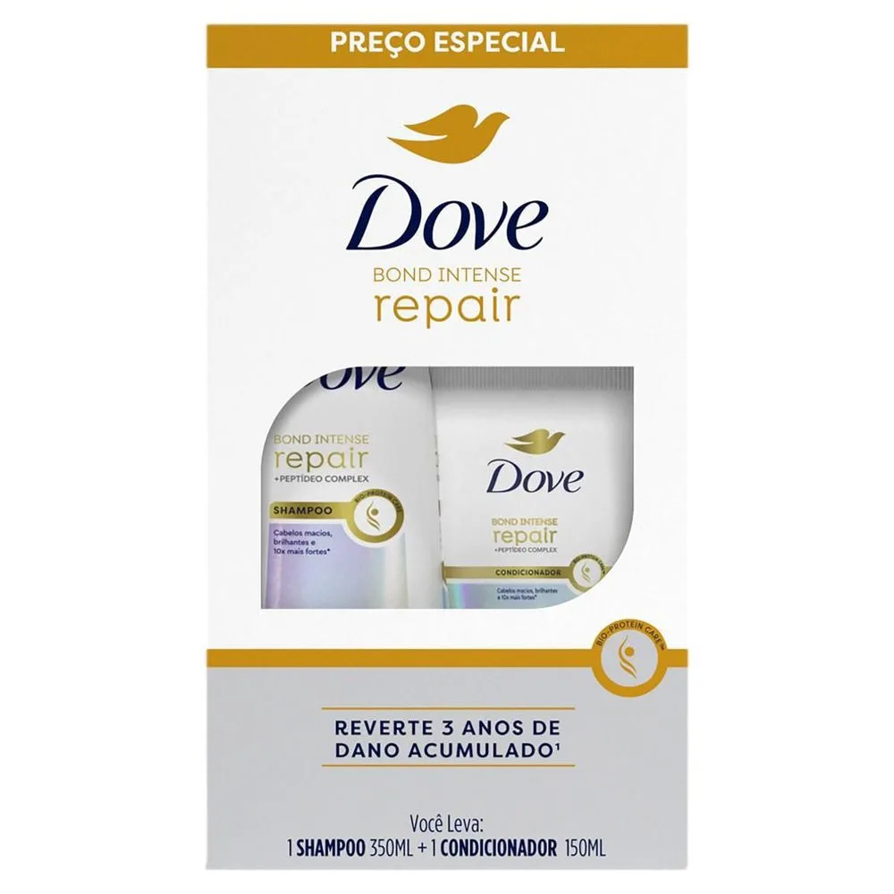 Kit Shampoo 350ml e Condicionador 150ml Dove Bond Intense Repair