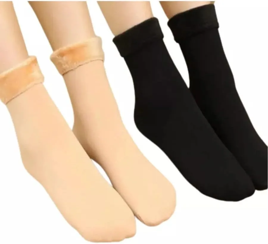 Kit 3 Meia Térmica Grossa Flanelada Fleece Inverno Frio Intenso Unissex (Preta)
