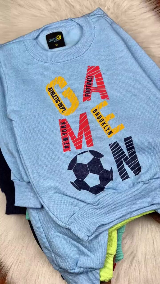 Kit Bebê 6 Peças Menino Moletom Peluciado Infantil Inverno