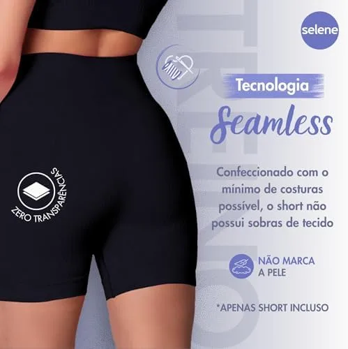 Short Academia Feminino Zero Transparência Sem Costura Poliamida Selene Adulto