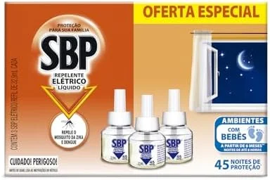 Repelente Líquido Elétrico SBP Refil - Caixa c/ 3 Unidades 32,9ml cada