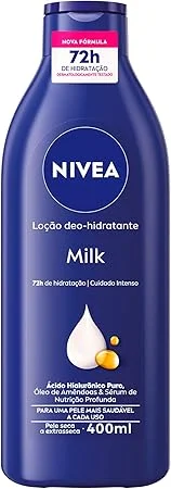 NIVEA Loção Deo-Hidratante Milk 400ml, Hidratação Profunda 72h, Hialurônico Puro, Corporal, Pele Seca e Extrasseca