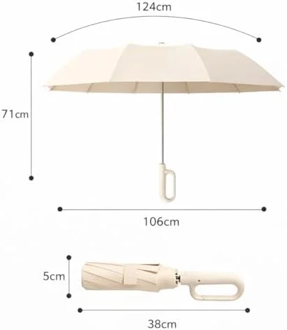 Guarda-Chuva Premium Botão Automático Abre e Fecha Varetas Reforçadas Proteção Solar UV Blackout Resistente ao Vento Compacto Dobrável Sombrinha Portátil Mochila Bolsa Mala Fivela de Anel