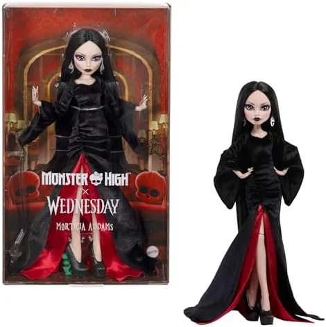 Boneca Monster High Morticia Adams, Linha Skullector, Inspirada na Série Wandinha da Netflix, Indicado para Maiores de 6 Anos