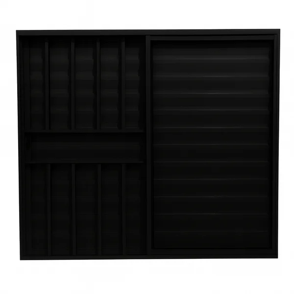 Veneziana 3 Folhas Aluminio Preto Com Grade 1,00x1,50