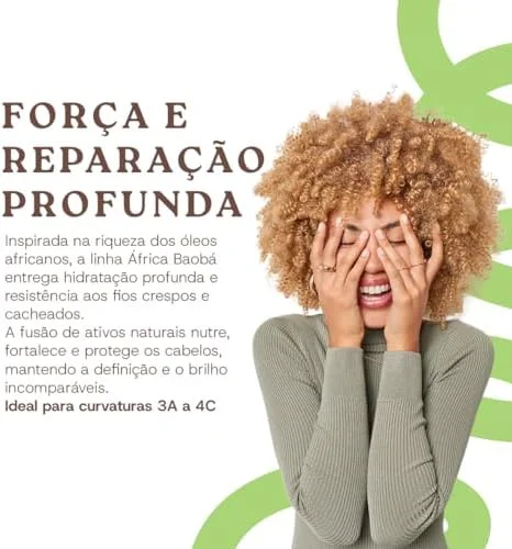 Ápice Creme de Pentear África Baobá | Hidratação, Definição e Proteção Térmica para Cabelos Cacheados, Crespos e Ondulados | 500g
