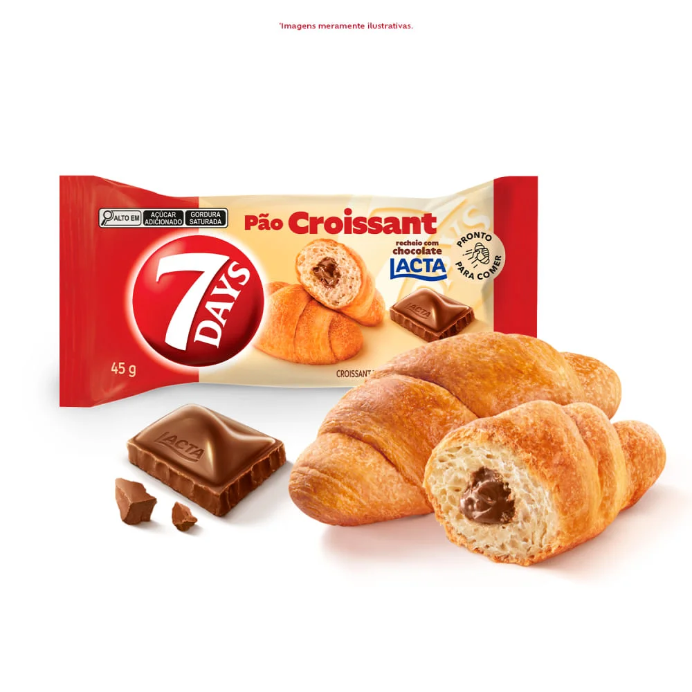 Croissant Chocolate ao Leite 7Days 45g Recheio Lacta