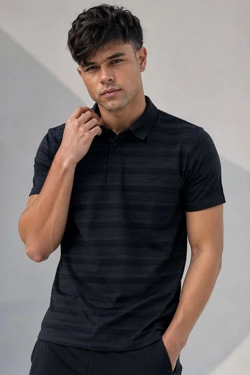 Polo Piquet Casual Masculina Polo Wear Preto