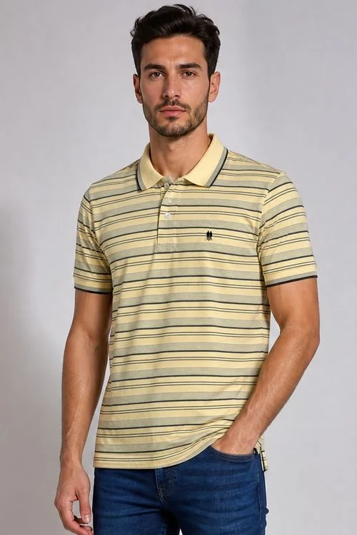 Polo Piquet Listrada Polo Wear Amarelo Médio