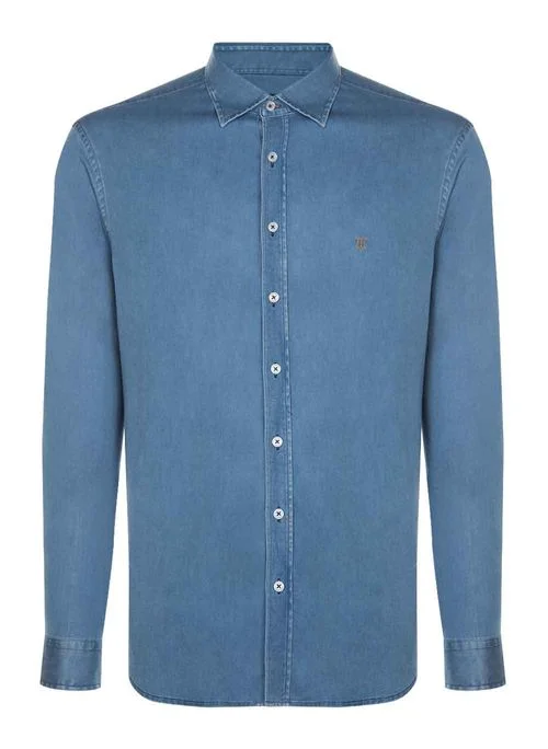 Camisa Jeans Sem Bolso Essencial Slim Masculina Individual