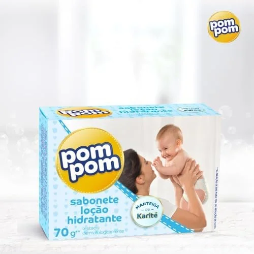 Kit Sabonete em Barra Pom Pom Loção Hidratante com 5 unidades de 70g cada