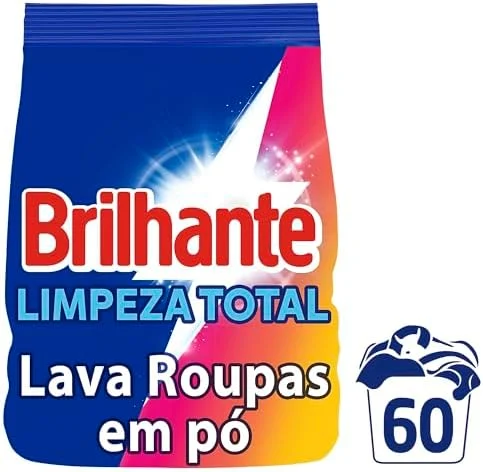 Brilhante Lava-Roupas Em Pó Roupas Brancas E Coloridas Limpeza Total Pacote Tamanho Família 4 Kg (Pacote De 1)