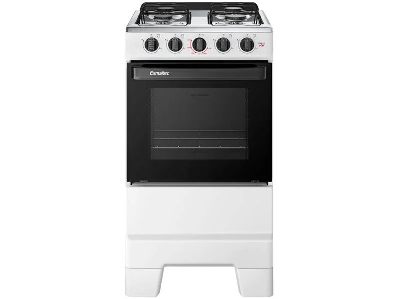 Fogão 4 Bocas de Piso Esmaltec Ideal Pop 4120 Mesa Inox Branco