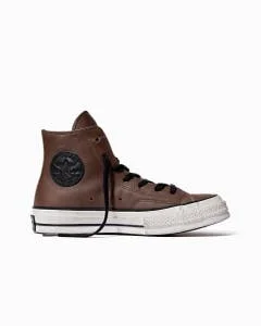 Chuck 70 Industrial Couro Cano Alto Marrom