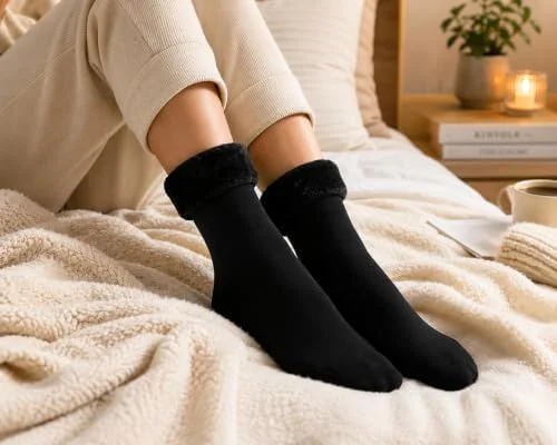 Kit 6 Pares Meia Térmica Flanelada Fleece Unissex Inverno Frio Intenso – Meia Térmica Feminina para Frio e Masculina | Quente